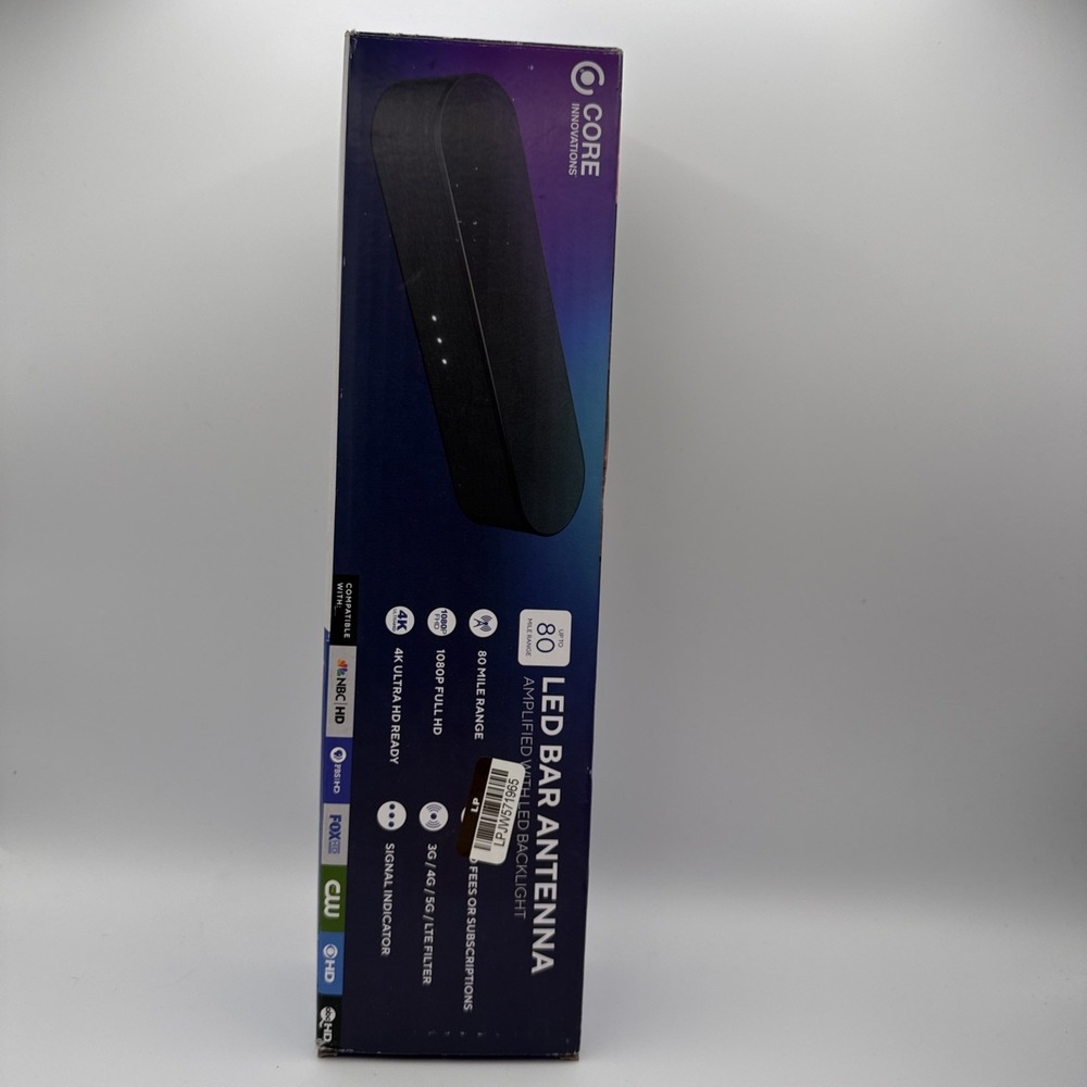 Core Innovations 80-Mile Amplified Indoor‎ TV Antenna Bar with LED